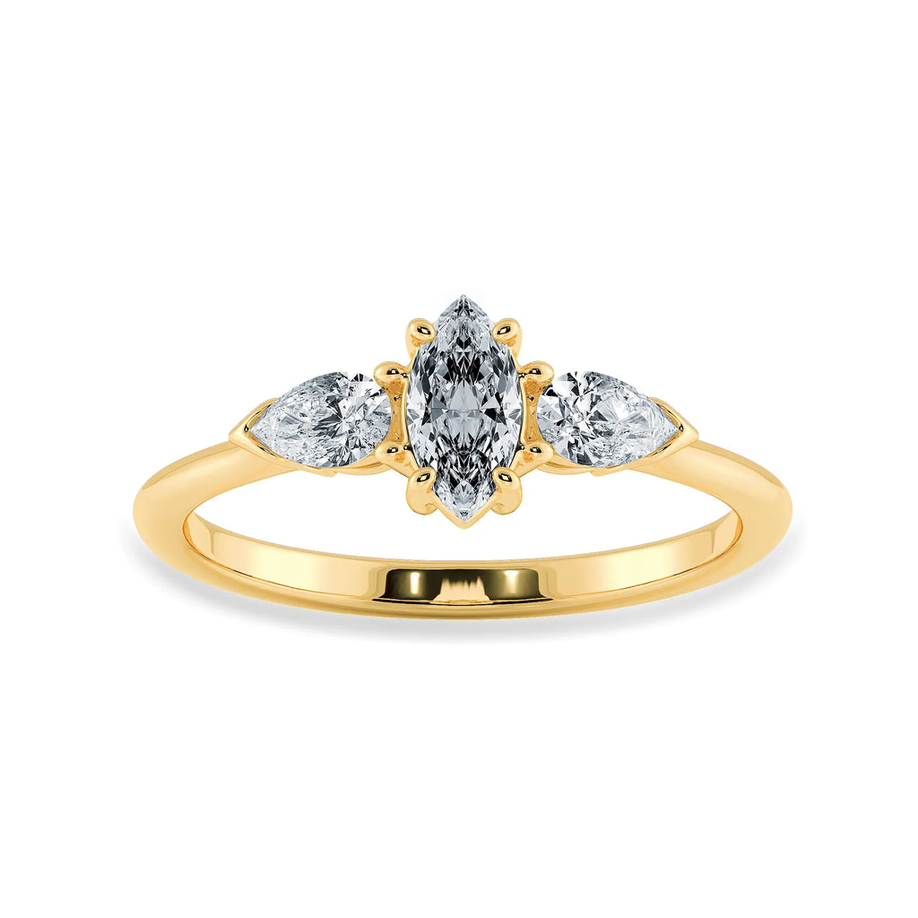 30-Pointer Marquise Cut Solitaire with Pear Cut Diamond Accents 18K Yellow Gold Ring JL AU 1208Y   Jewelove.US