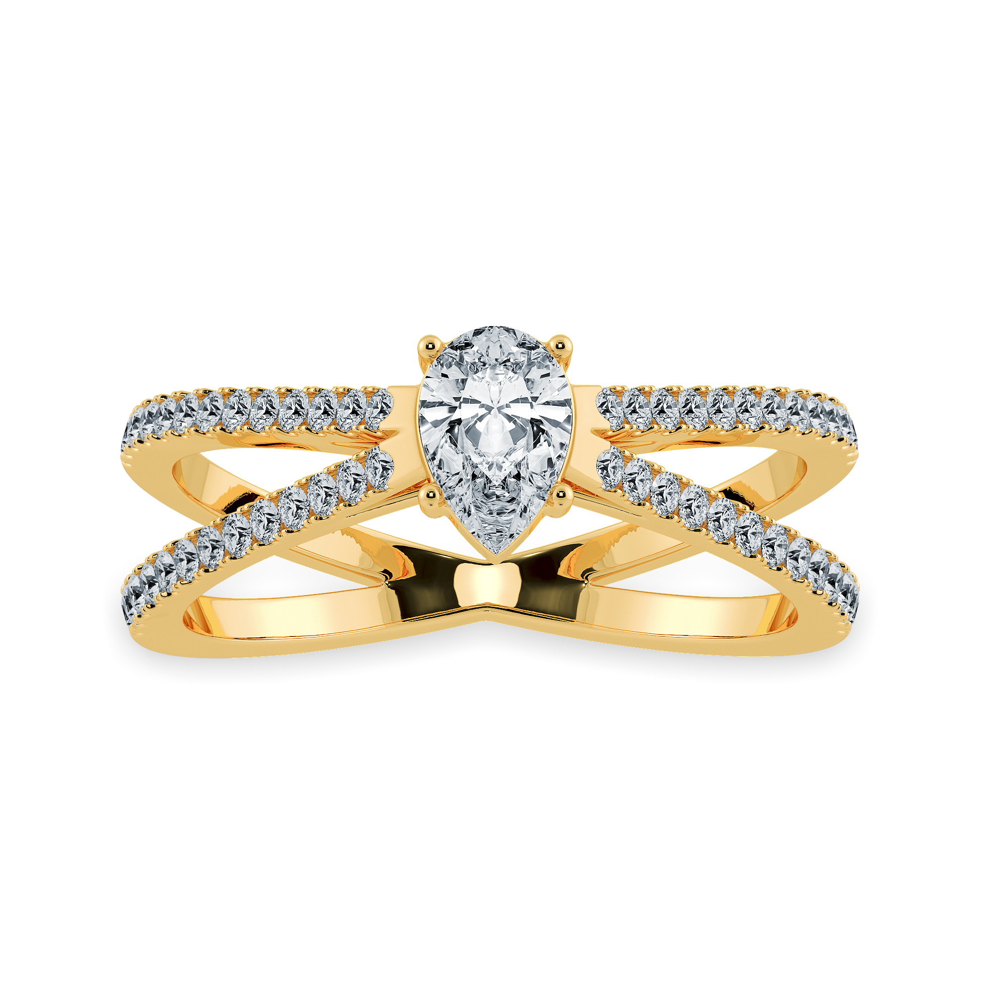 30-Pointer Pear Cut Solitaire Diamond Split Shank 18K Yellow Gold Ring JL AU 1175Y   Jewelove.US