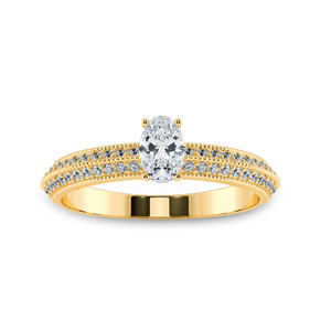 0.70cts. Oval Cut Solitaire Diamond Split Shank 18K Yellow Gold Ring JL AU 1190Y-B   Jewelove.US