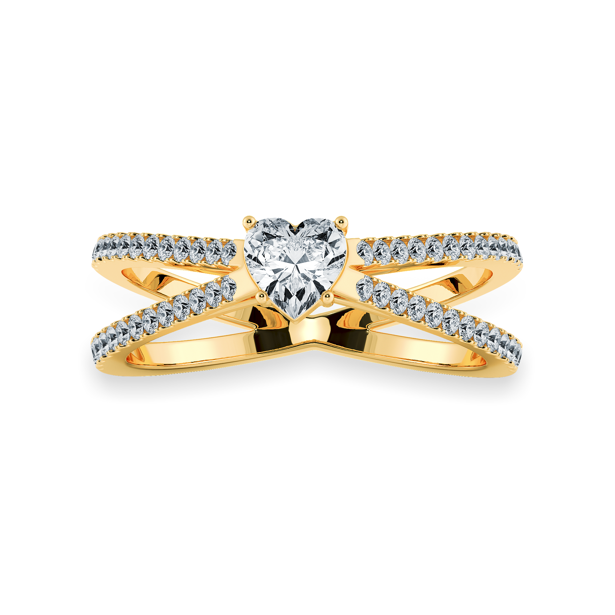 70-Pointer Heart Cut Solitaire Diamond Split Shank 18K Yellow Gold Ring JL AU 1173Y-B   Jewelove.US