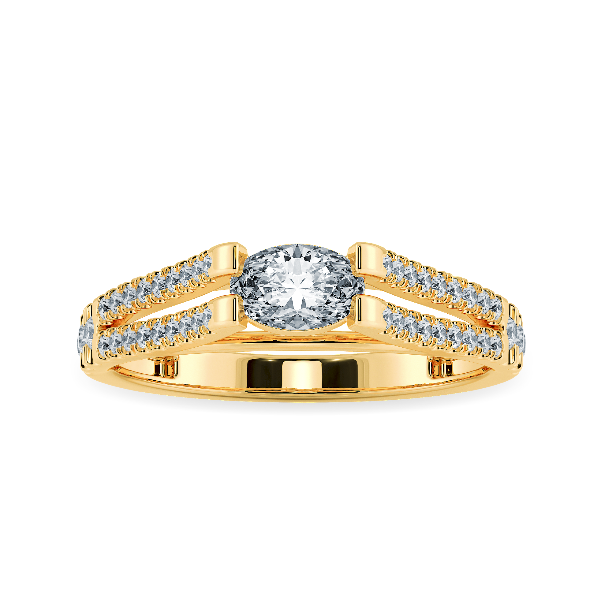 0.30cts. Oval Cut Solitaire Diamond Split Shank 18K Yellow Gold Ring JL AU 1182Y   Jewelove.US