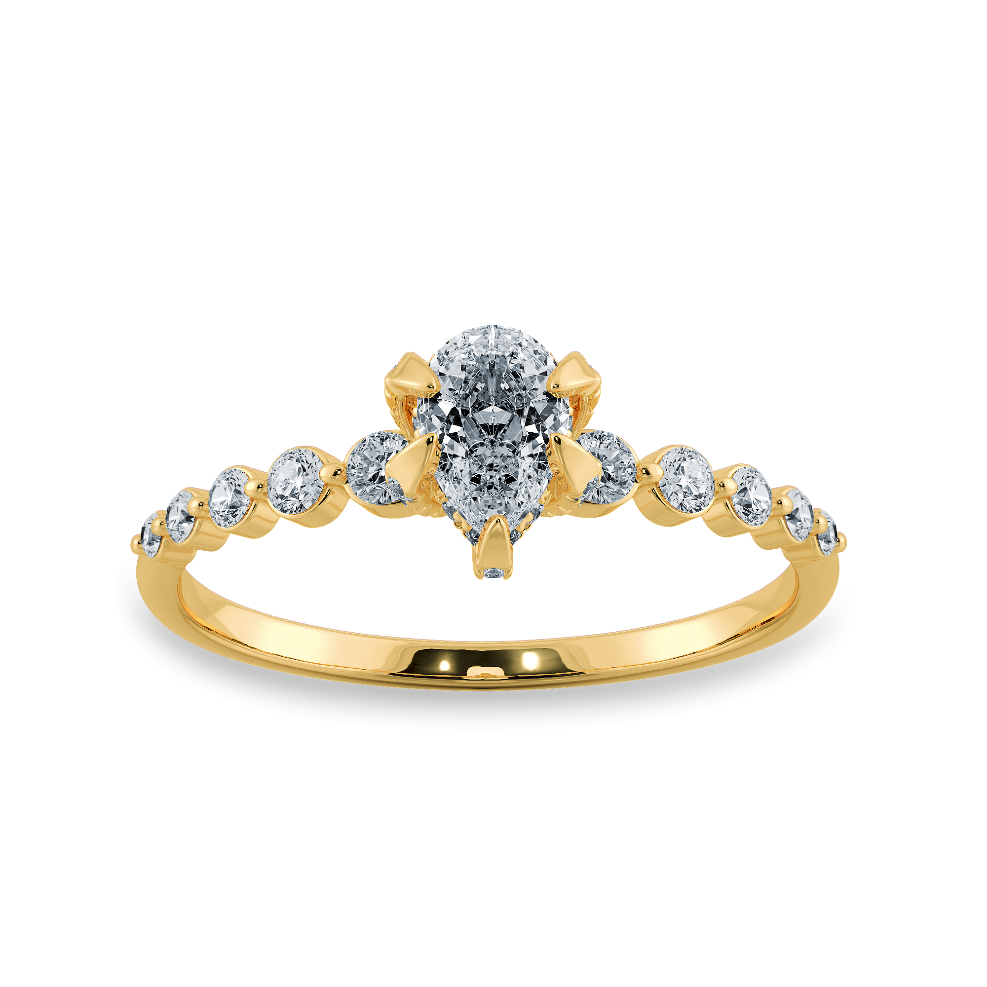 0.30cts. Pear Cut Solitaire Halo Diamond Accents 18K Yellow Gold Ring JL AU 2009Y   Jewelove.US