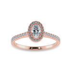 Load image into Gallery viewer, 0.70cts. Oval Cut Solitaire Halo Diamond Shank 18K Rose Gold Ring JL AU 1199R-B   Jewelove.US
