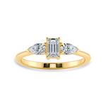 Load image into Gallery viewer, 0.50cts. Emerald Cut Solitaire with Pear Cut Diamond Accents 18K Yellow Gold Ring JL AU 1204Y-A   Jewelove.US
