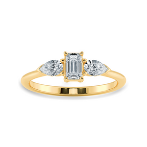 0.50cts. Emerald Cut Solitaire with Pear Cut Diamond Accents 18K Yellow Gold Ring JL AU 1204Y-A   Jewelove.US