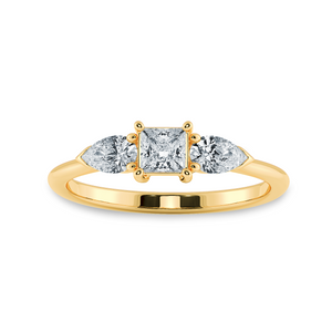 0.30cts. Princess Cut Solitaire with Pear Cut Diamond Accents 18K Yellow Gold Ring JL AU 2021Y   Jewelove.US