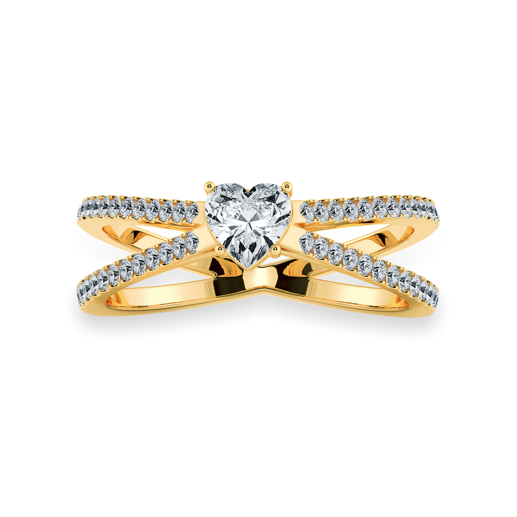 30-Pointer Heart Cut Solitaire Diamond Split Shank 18K Yellow Gold Ring JL AU 1173Y   Jewelove.US