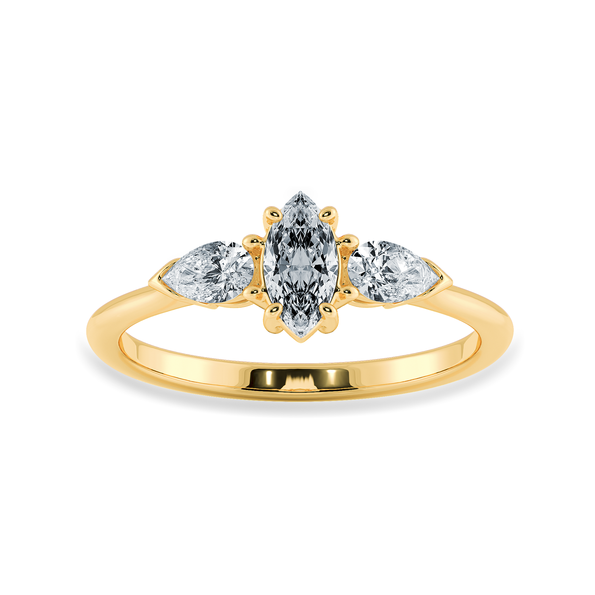 70-Pointer Marquise Cut Solitaire with Pear Cut Diamond Accents 18K Yellow Gold Ring JL AU 1208Y-B   Jewelove.US