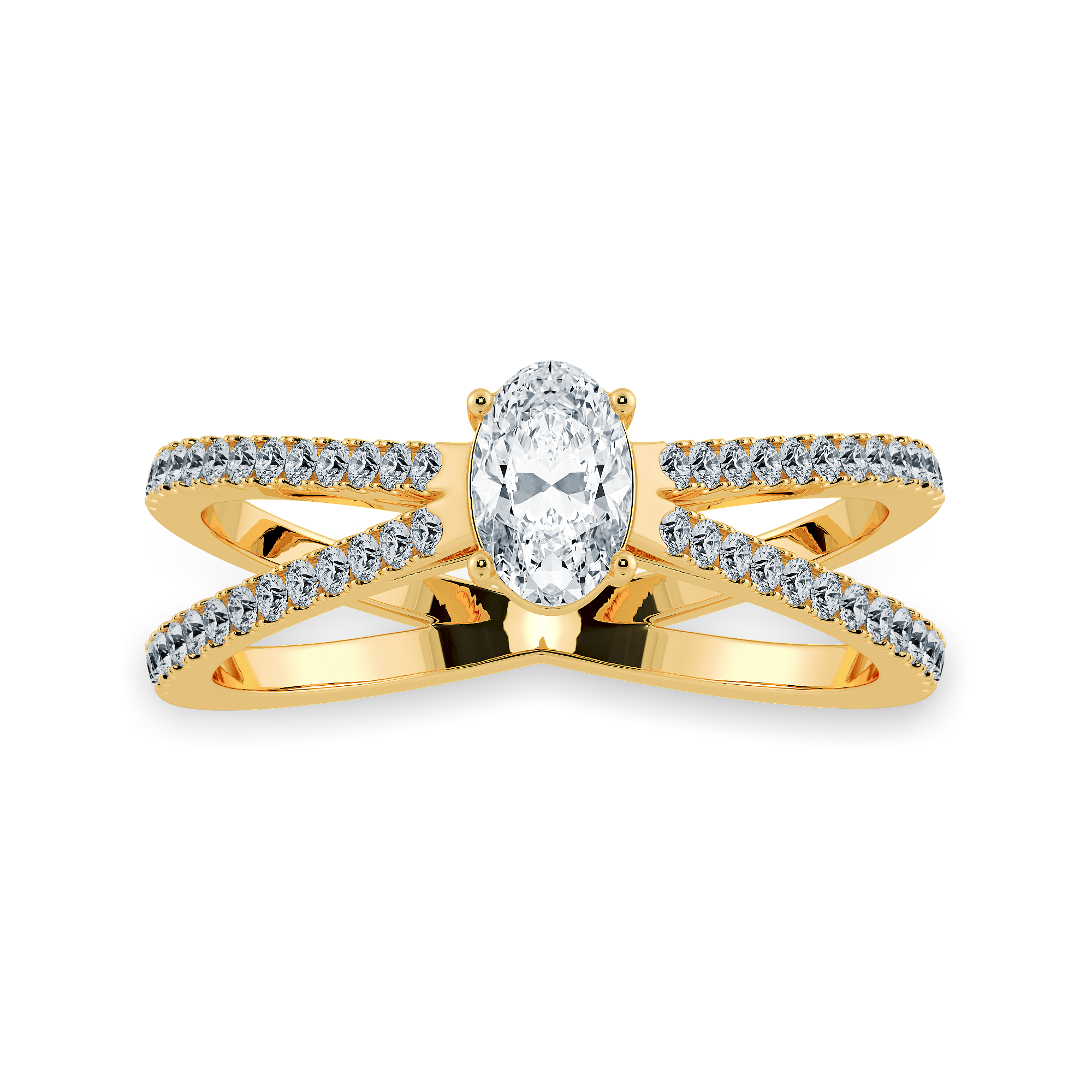 30-Pointer Oval Cut Solitaire Diamond Split Shank 18K Yellow Gold Ring JL AU 1174Y   Jewelove.US