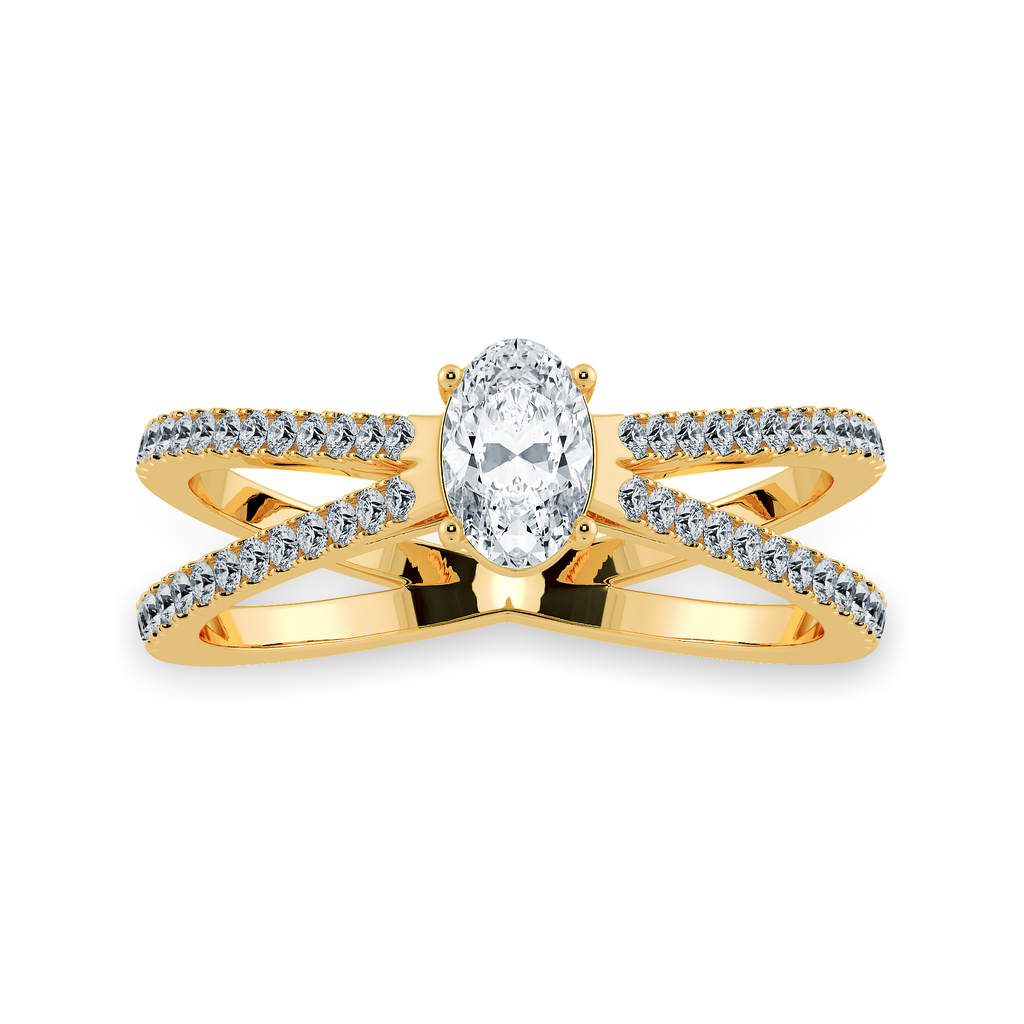 30-Pointer Oval Cut Solitaire Diamond Split Shank 18K Yellow Gold Ring JL AU 1174Y   Jewelove.US