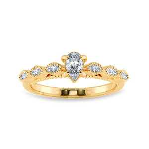 0.30cts. Pear Cut Solitaire with Marquise Cut Diamond Accents 18K Yellow Gold Ring JL AU 2018Y   Jewelove.US