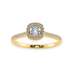 Load image into Gallery viewer, 0.70cts. Cushion Cut Solitaire Halo Diamond Shank 18K Yellow Gold Ring JL AU 1195Y-A   Jewelove.US
