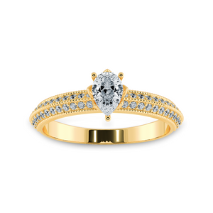 0.70ts. Pear Cut Solitaire Diamond Split Shank 18K Yellow Gold Ring JL AU 1191Y-B   Jewelove.US