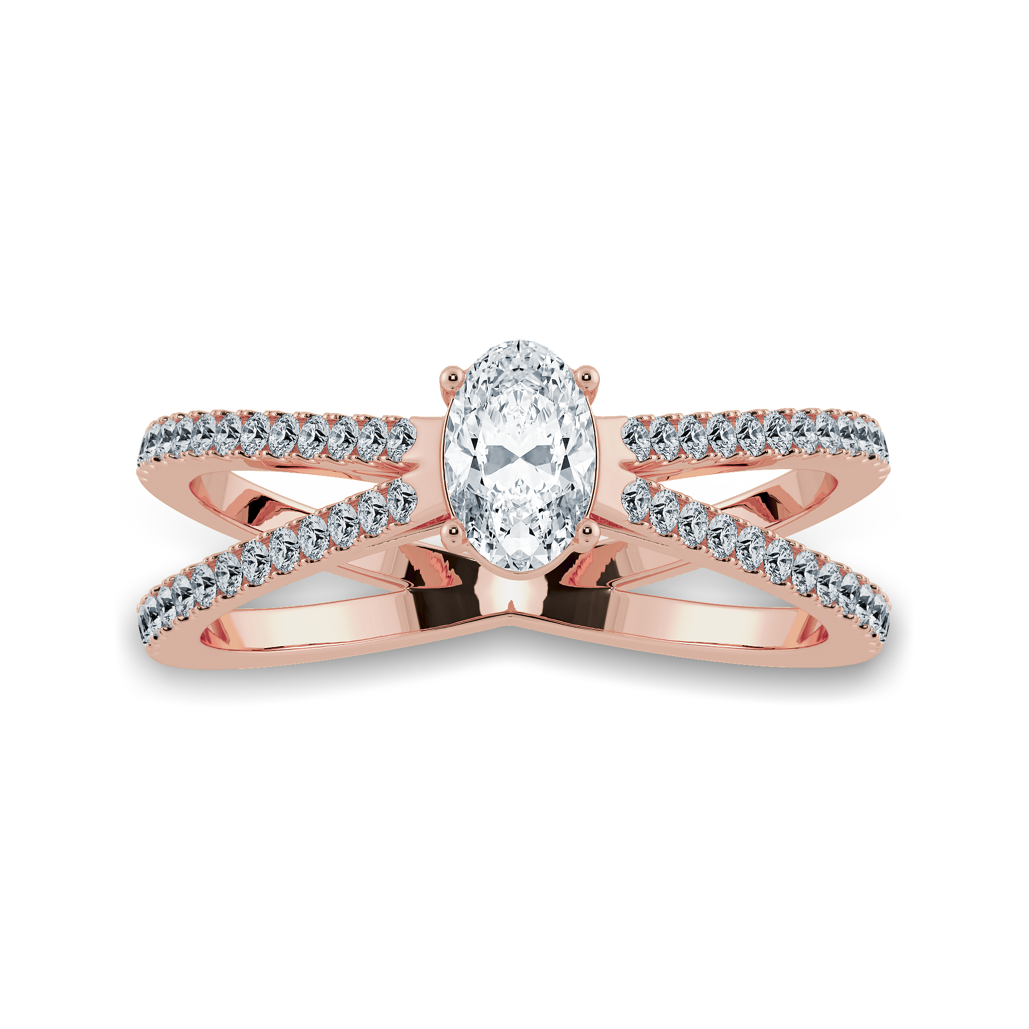 30-Pointer Oval Cut Solitaire Diamond Split Shank 18K Rose Gold Ring JL AU 1174R   Jewelove.US