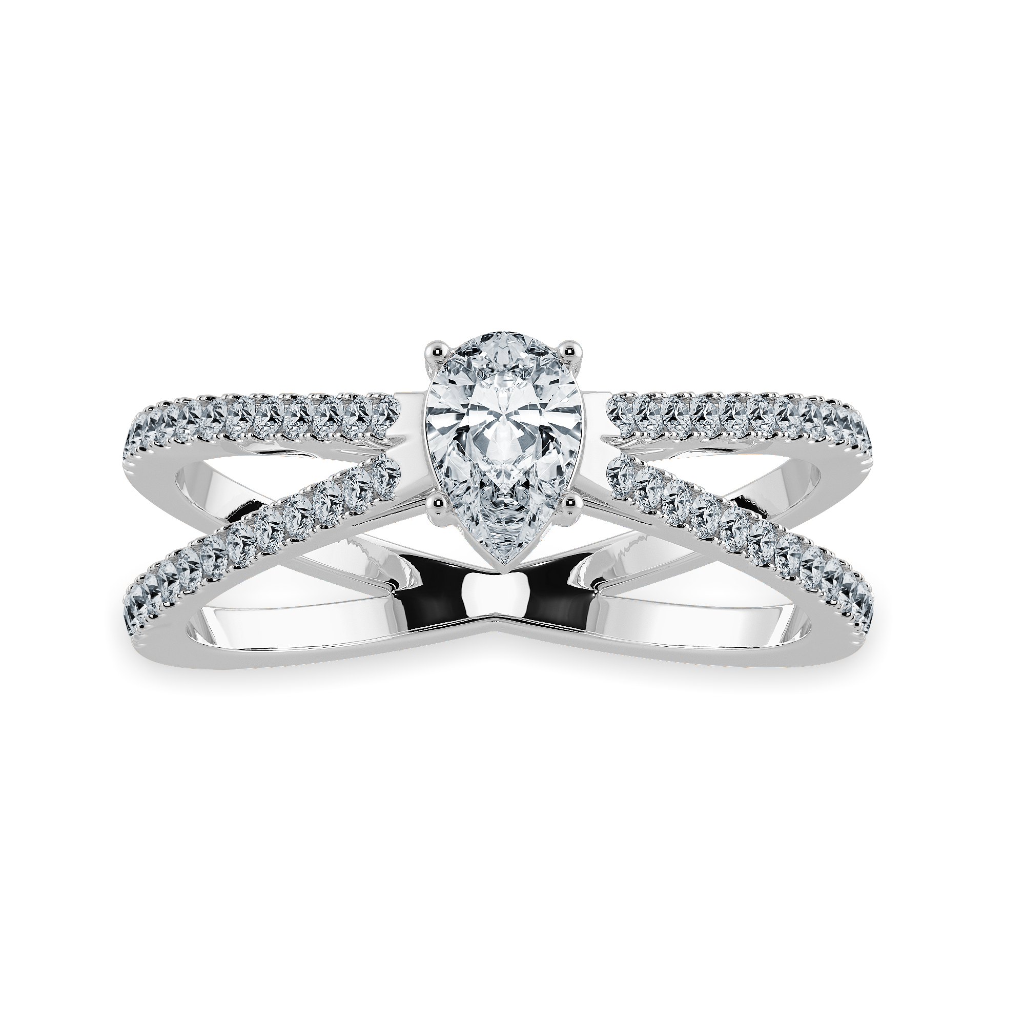 70-Pointer Pear Cut Solitaire Diamond Split Shank Platinum Ring JL PT 1175-B   Jewelove.US