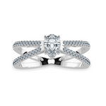 Load image into Gallery viewer, 70-Pointer Pear Cut Solitaire Diamond Split Shank Platinum Ring JL PT 1175-B   Jewelove.US
