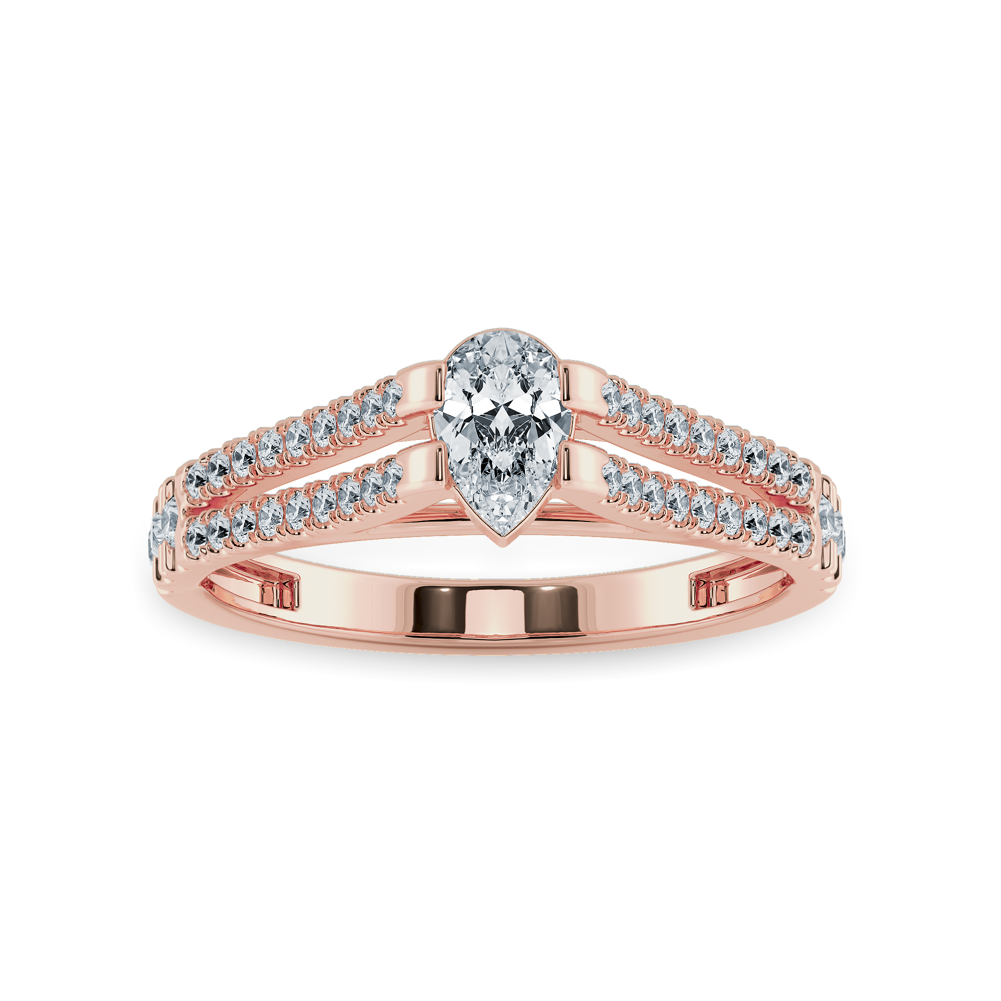 0.30cts. Pear Cut Solitaire Diamond Split Shank 18K Rose Gold Ring JL AU 1183R   Jewelove.US