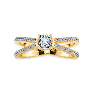 30-Pointer Cushion Cut Solitaire Diamond Split Shank 18K Yellow Gold Ring JL AU 1171Y   Jewelove.US