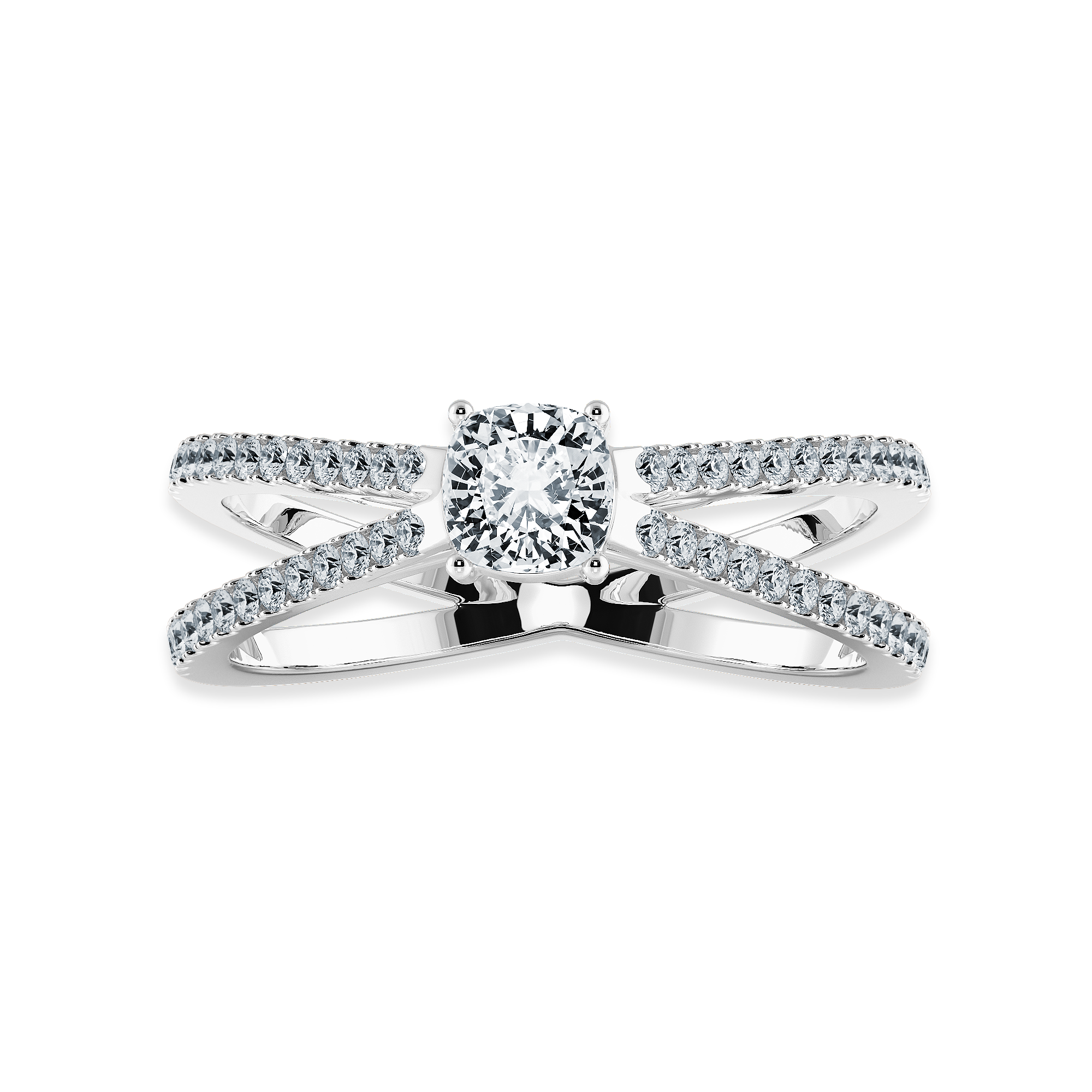 0.30cts. Cushion Cut Solitaire Diamond Split Shank Platinum Engagement Ring JL PT 1171   Jewelove.US