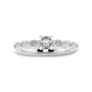 0.70cts. Cushion Cut Solitaire with Marquise Cut Diamond Accents Platinum Ring JL PT 2013-B   Jewelove.US