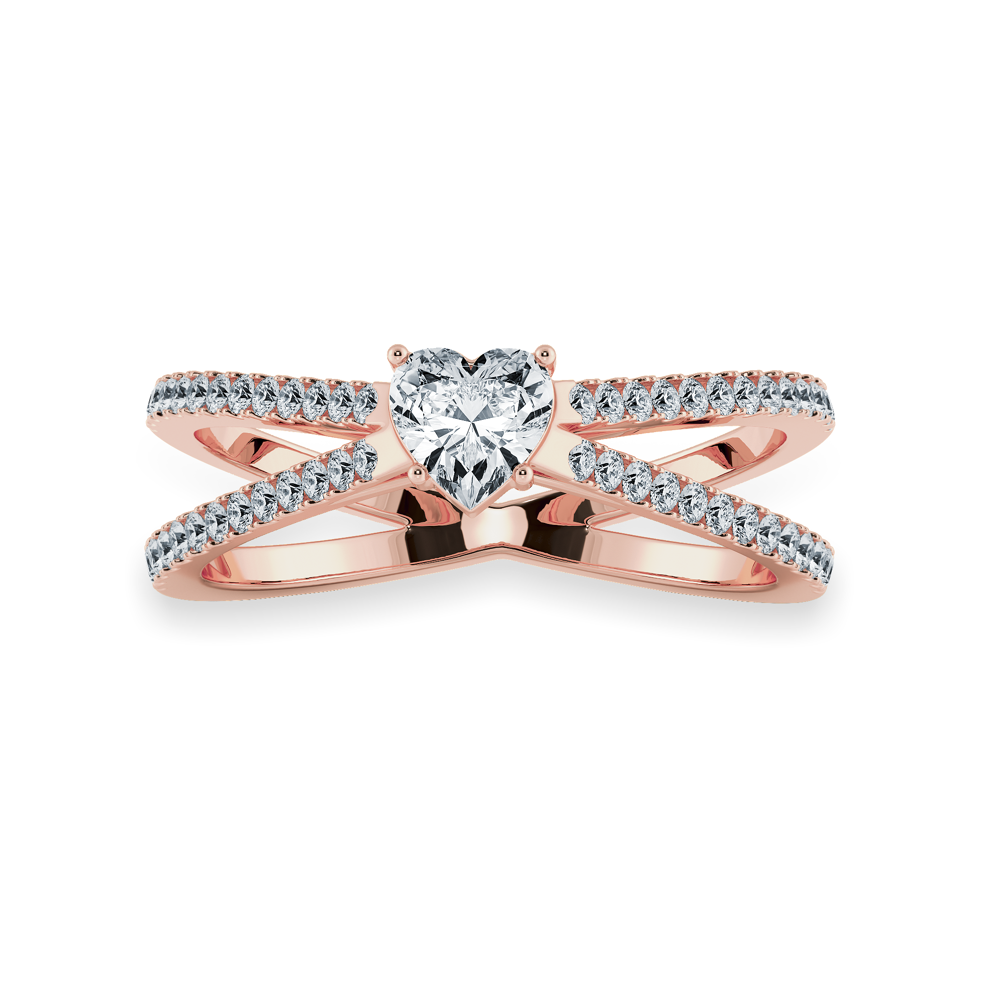 30-Pointer Heart Cut Solitaire Diamond Split Shank 18K Rose Gold Ring JL AU 1173R   Jewelove.US