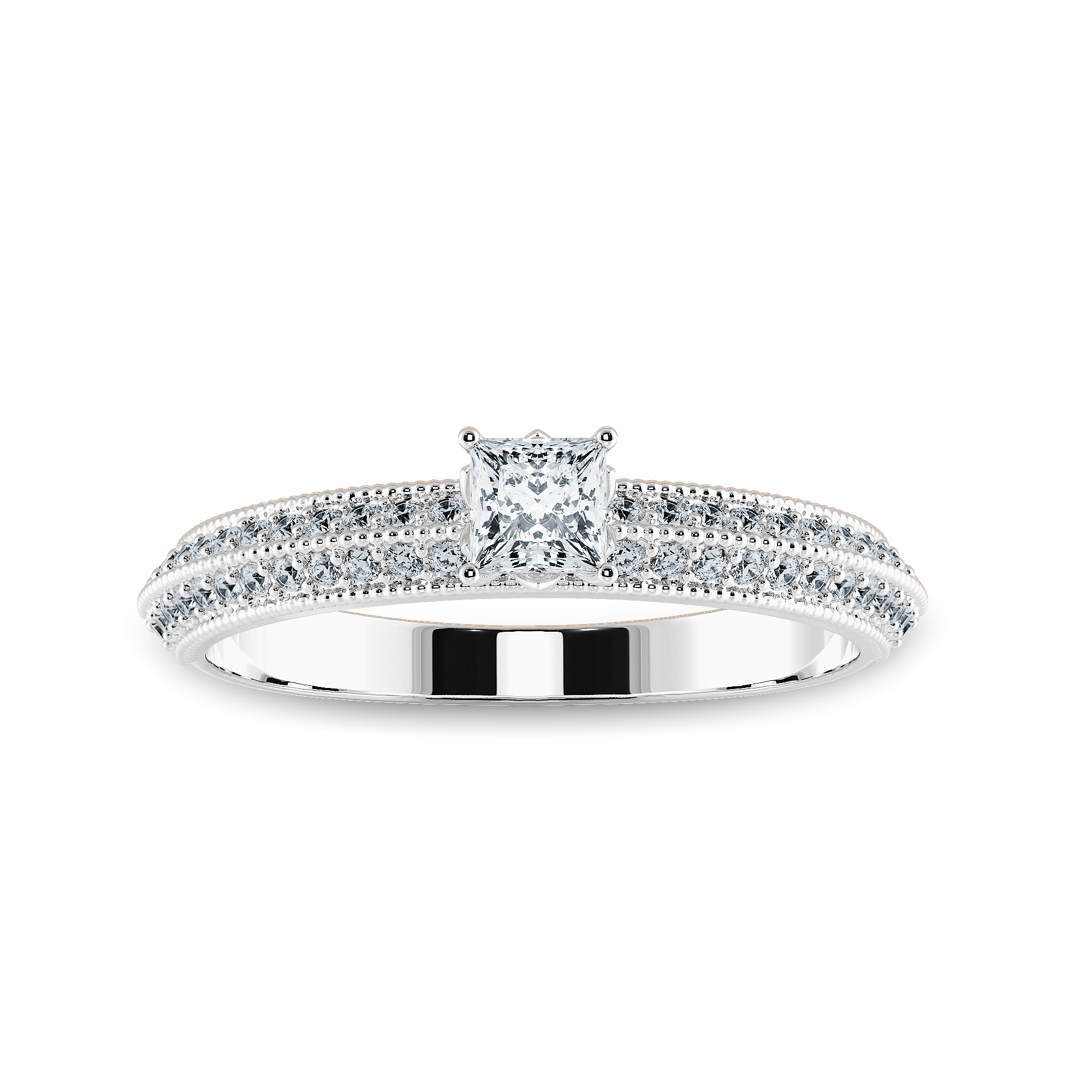 0.50cts Princess Cut Solitaire Diamond Split Shank Platinum Ring JL PT 1186-A   Jewelove.US