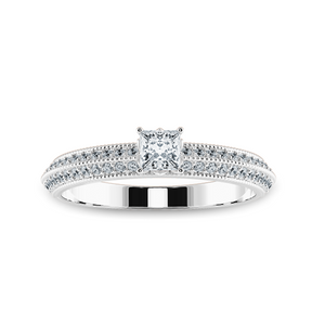 0.50cts Princess Cut Solitaire Diamond Split Shank Platinum Ring JL PT 1186-A   Jewelove.US