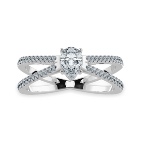 50-Pointer Pear Cut Solitaire Diamond Split Shank Platinum Ring JL PT 1175-A   Jewelove.US