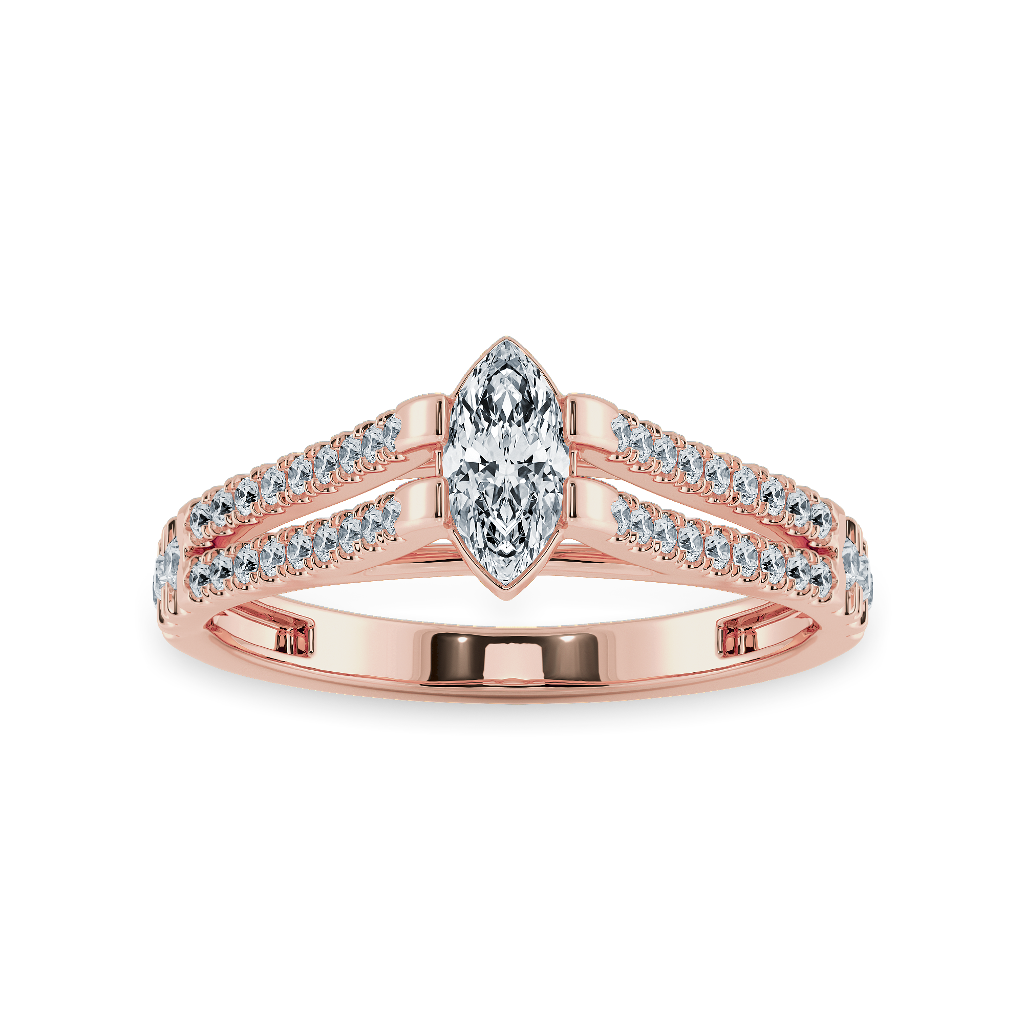 0.70cts. Marquise Cut Solitaire Diamond Split Shank 18K Rose Gold Ring JL AU 1184R-B   Jewelove.US