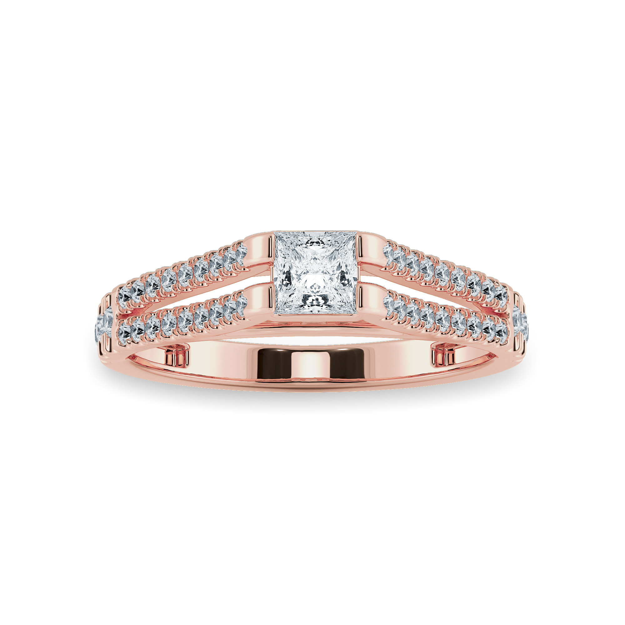 0.30cts. Princess Cut Solitaire Diamond Split Shank 18K Rose Gold Ring JL AU 1178R   Jewelove.US