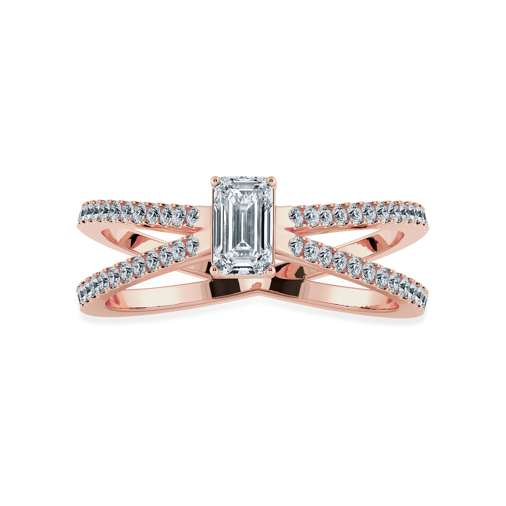 0.50cts. Emerald Cut Solitaire Diamond Split Shank 18K Rose Gold Ring JL AU 1172R-A   Jewelove.US