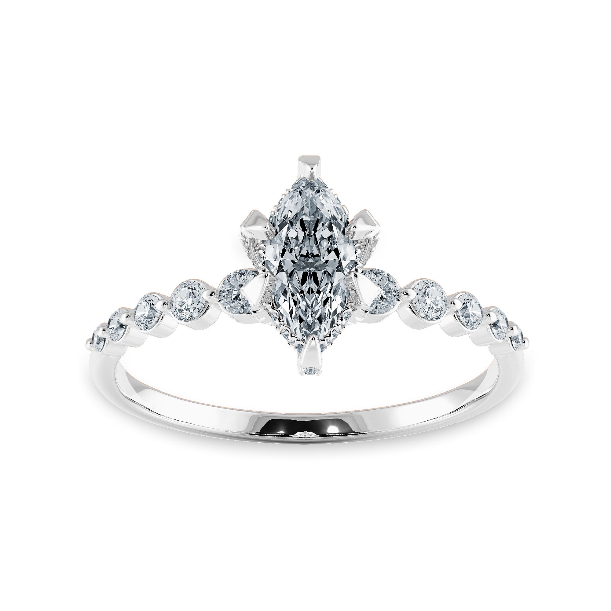 0.50cts Marquise Cut Solitaire Halo Diamond Accents Platinum Ring JL PT 2010-A   Jewelove.US