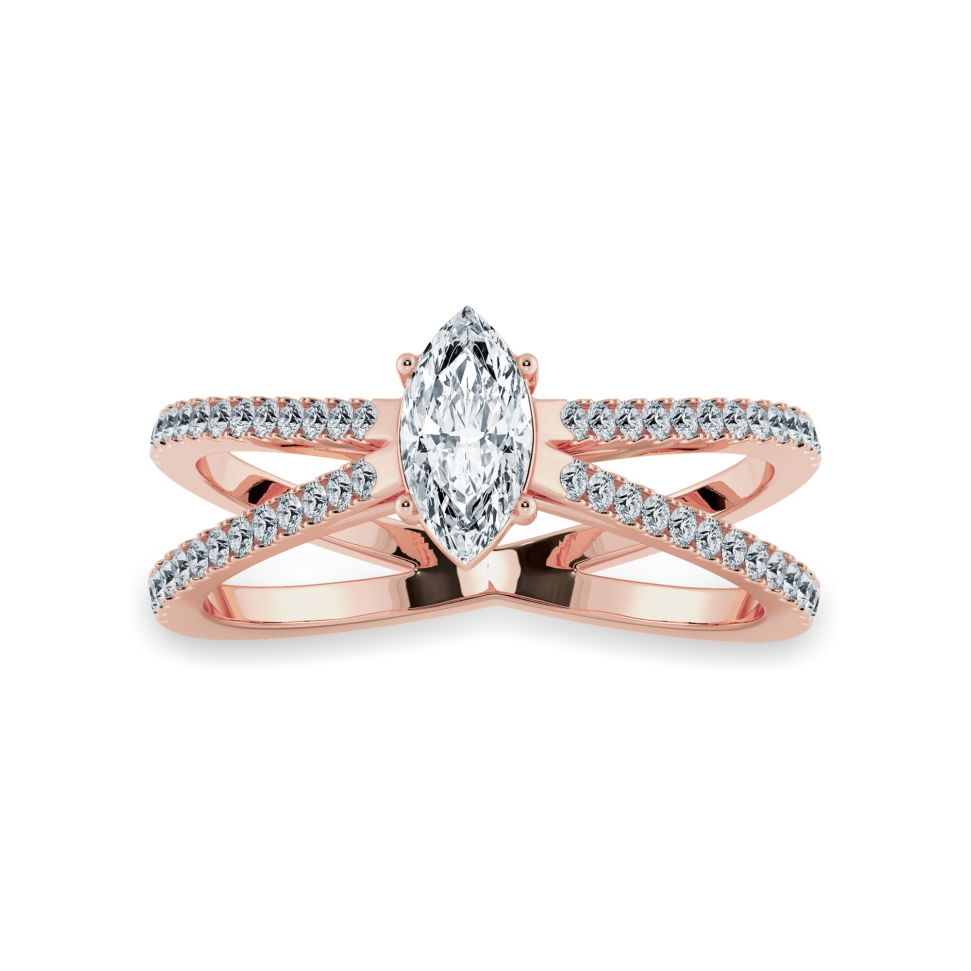 30-Pointer Marquise Cut Solitaire Diamond Split Shank 18K Rose Gold Ring JL AU 1176R   Jewelove.US