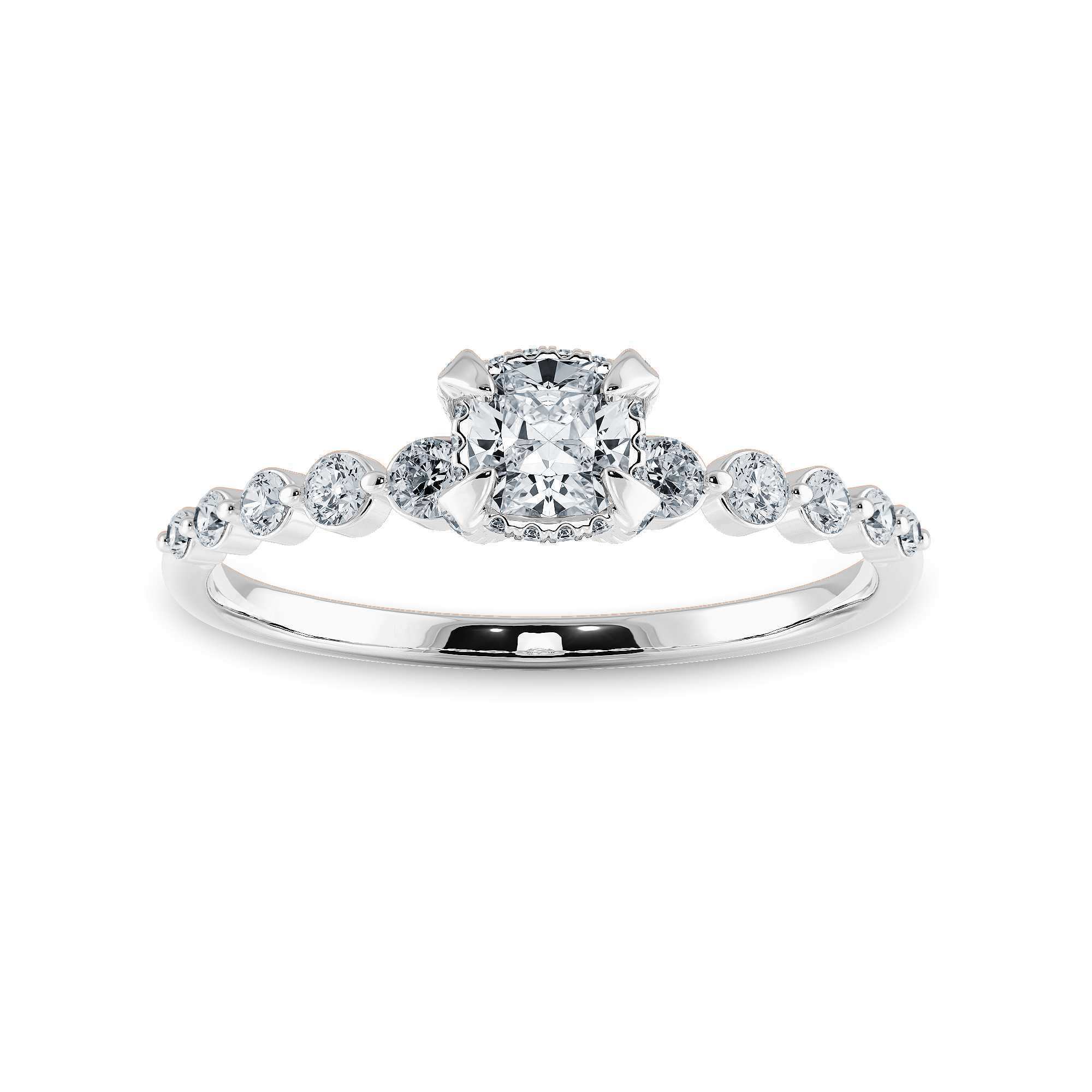 0.70cts. Cushion Cut Solitaire Halo Diamond Accents Platinum Engagement Ring JL PT 2005-B   Jewelove.US