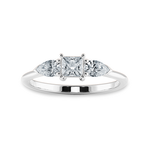 0.50cts Princess Cut Solitaire with Pear Cut Diamond Accents Shank Platinum Ring JL PT 2021-A   Jewelove.US