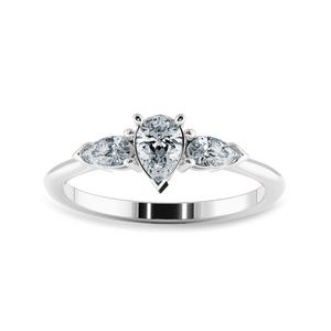 0.50cts Pear Cut Solitaire Diamond Accents Platinum Ring JL PT 1207-A   Jewelove.US