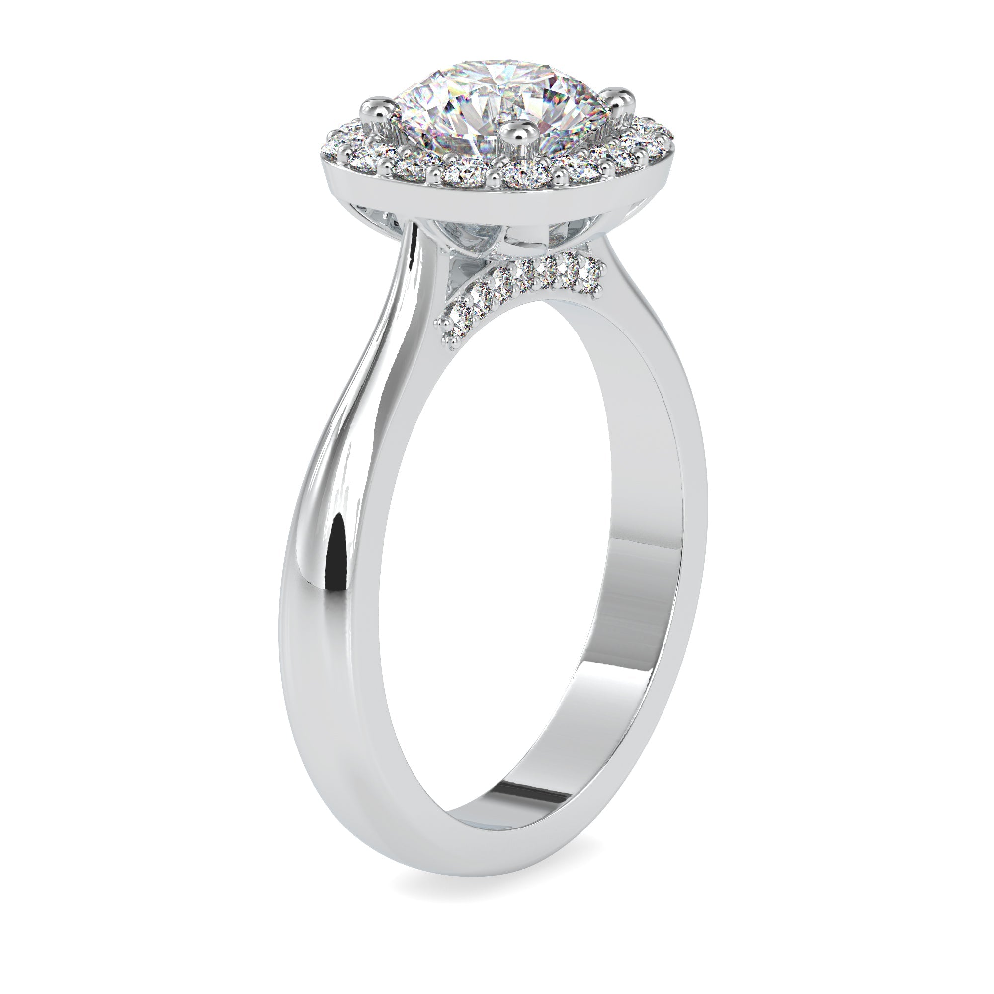 0.50cts. Solitaire Platinum Diamond Halo Engagement Ring JL PT 0101-A   Jewelove.US