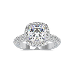 0.70cts. Cushion Cut Solitaire Platinum Double Halo Split Shank Engagement Ring JL PT 0102-A   Jewelove.US