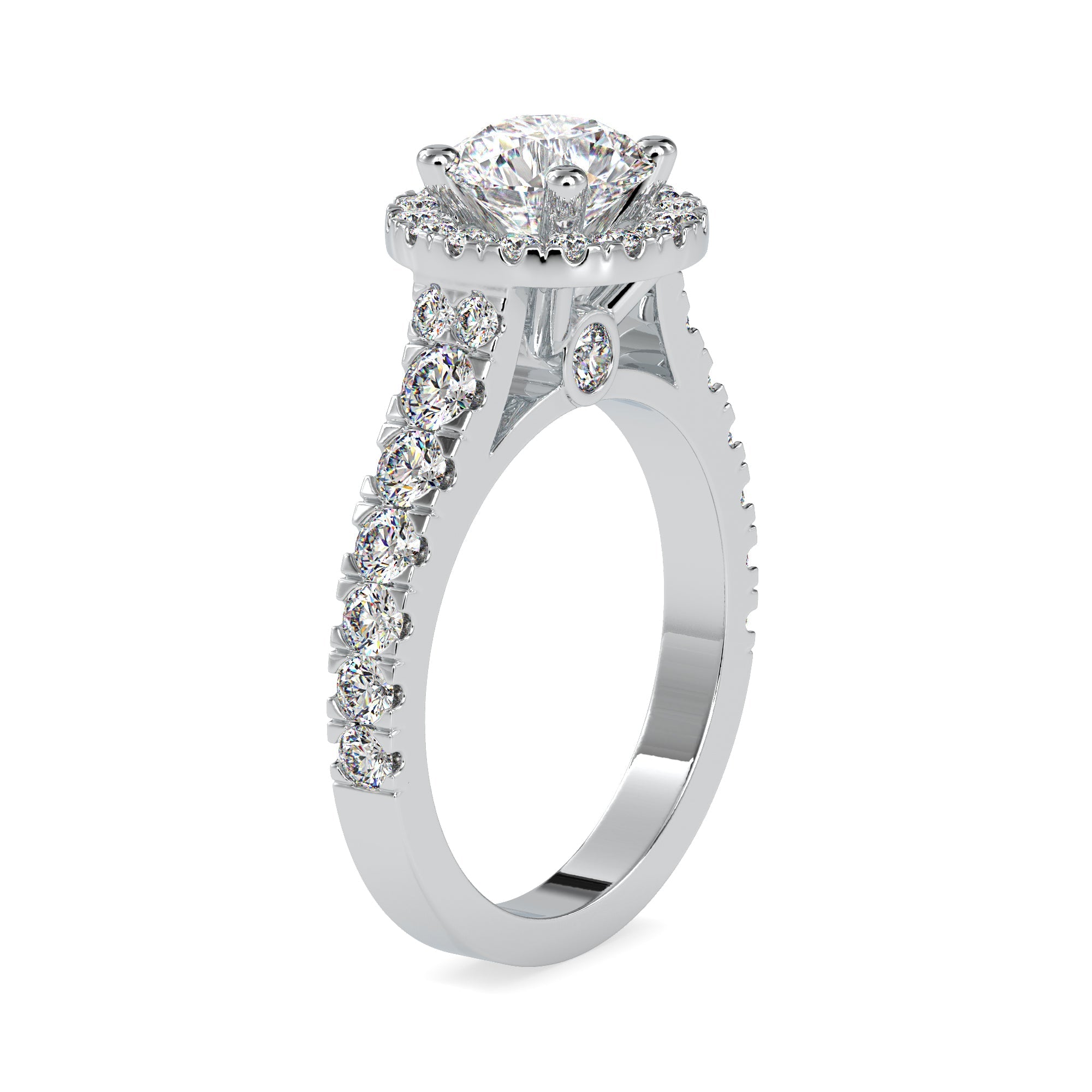 0.30cts Solitaire Halo Diamond Shank Platinum Engagement Ring JL PT 0106-A   Jewelove.US