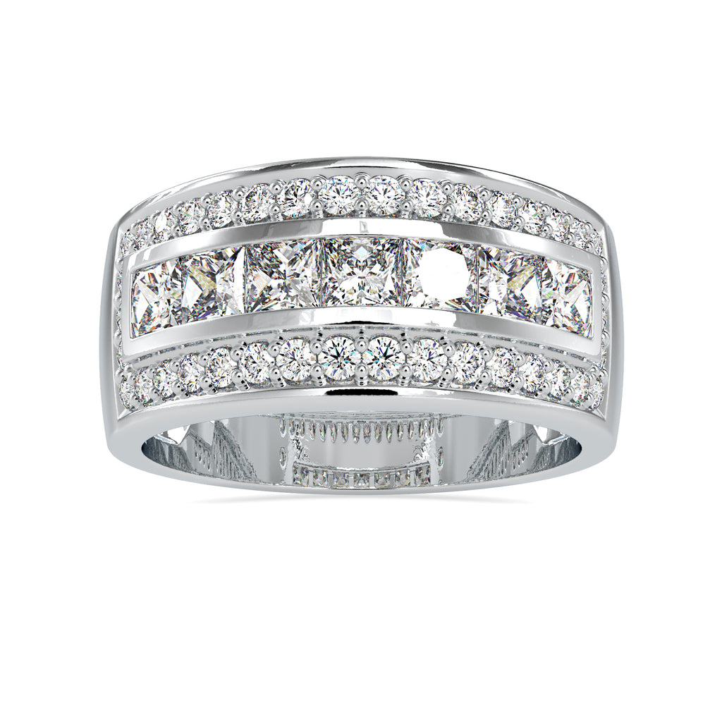 Designer Platinum Ring with Princess Cut & Round Brilliant Cut Diamond  for Women JL PT 0147   Jewelove.US