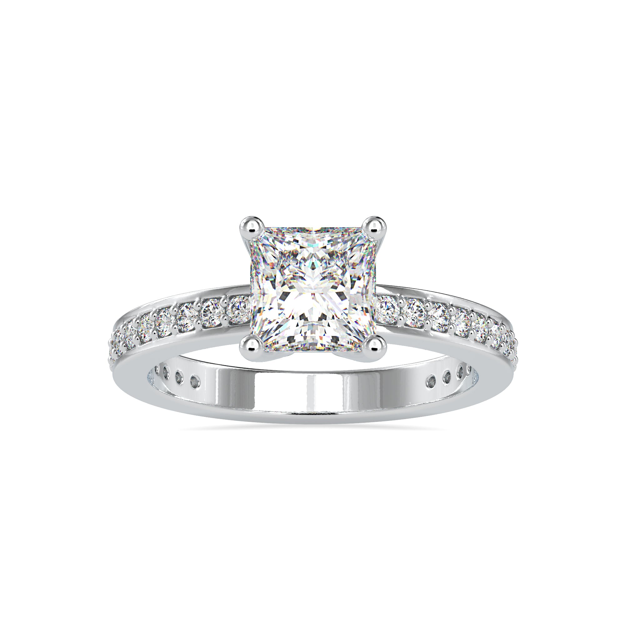 30-Pointer Princess Cut Solitaire Platinum Diamond Shank Ring JL PT 0155   Jewelove.US