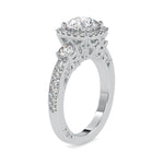 Load image into Gallery viewer, 50-Pointer Solitaire Halo Diamond Accents Shank Platinum Ring JL PT 0156   Jewelove.US
