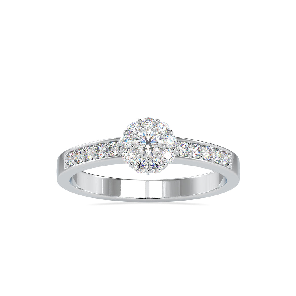 Platinum Diamond Halo Solitaire Engagement Ring JL PT 0177   Jewelove.US