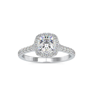 0.70cts. Cushion Cut Solitaire Platinum Halo Diamond Shank Solitaire Engagement Ring JL PT 0193-A   Jewelove.US