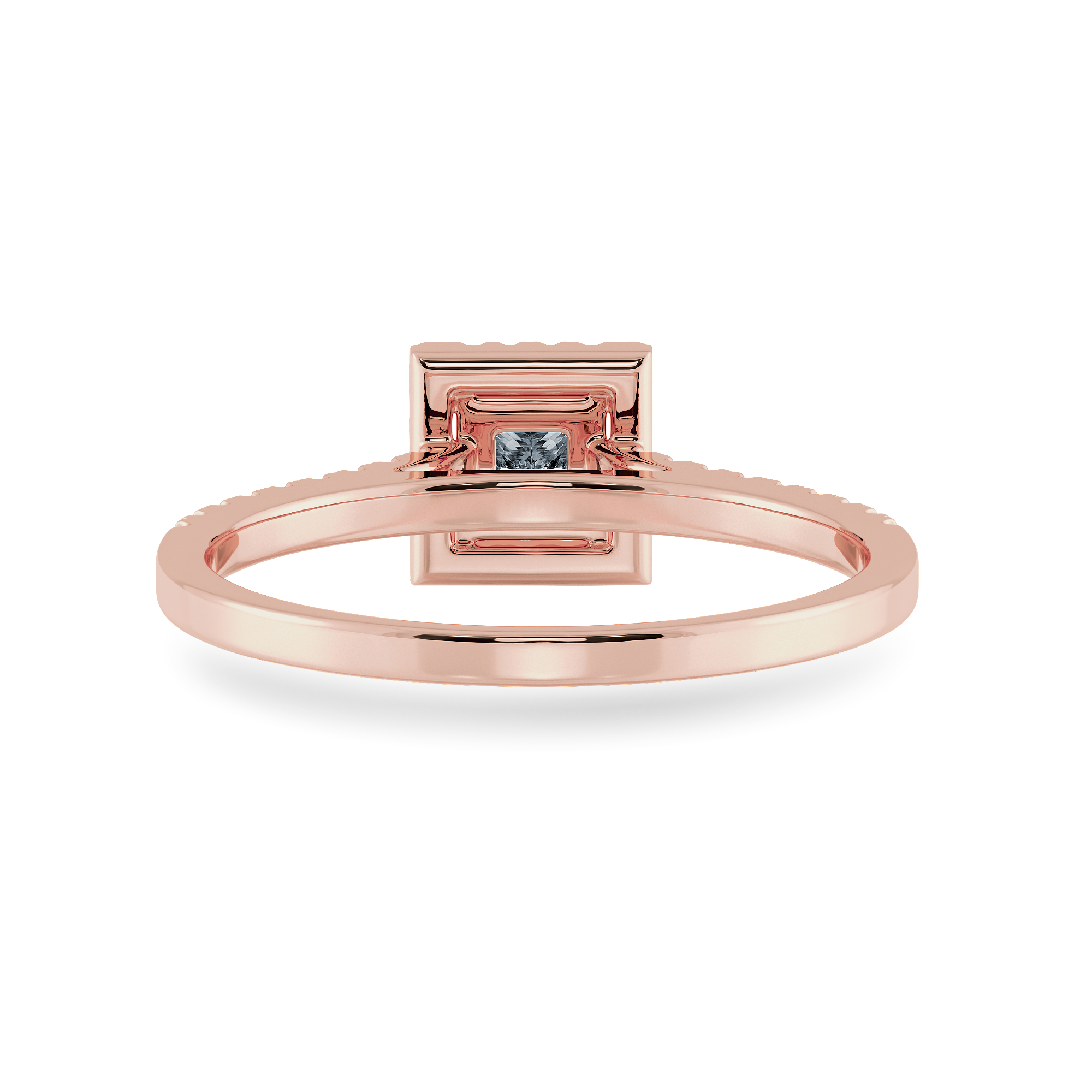 0.70cts. Princess Cut Solitaire Diamond Square Halo Shank 18K Rose Gold Ring JL AU 1194R-B   Jewelove.US