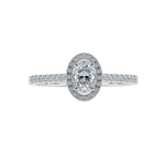 Load image into Gallery viewer, 0.50cts Oval Cut Solitaire Halo Diamond Shank Platinum Ring JL PT 1199-A   Jewelove.US
