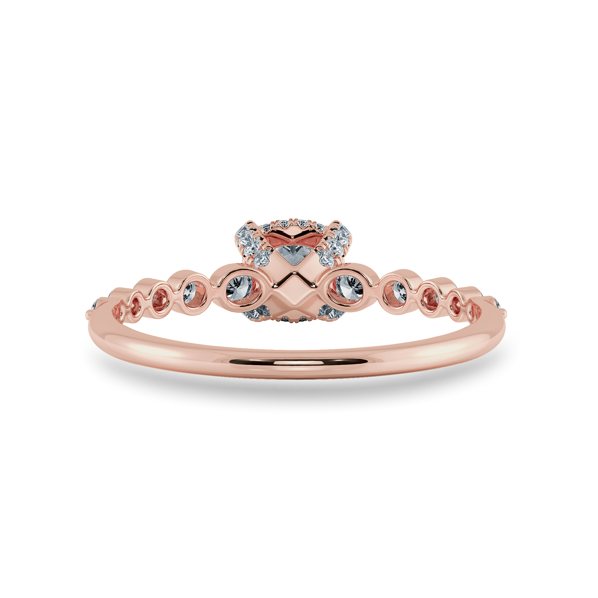 0.50cts. Cushion Cut Solitaire Halo Diamond Accents 18K Rose Gold Ring JL AU 2005R-A   Jewelove.US