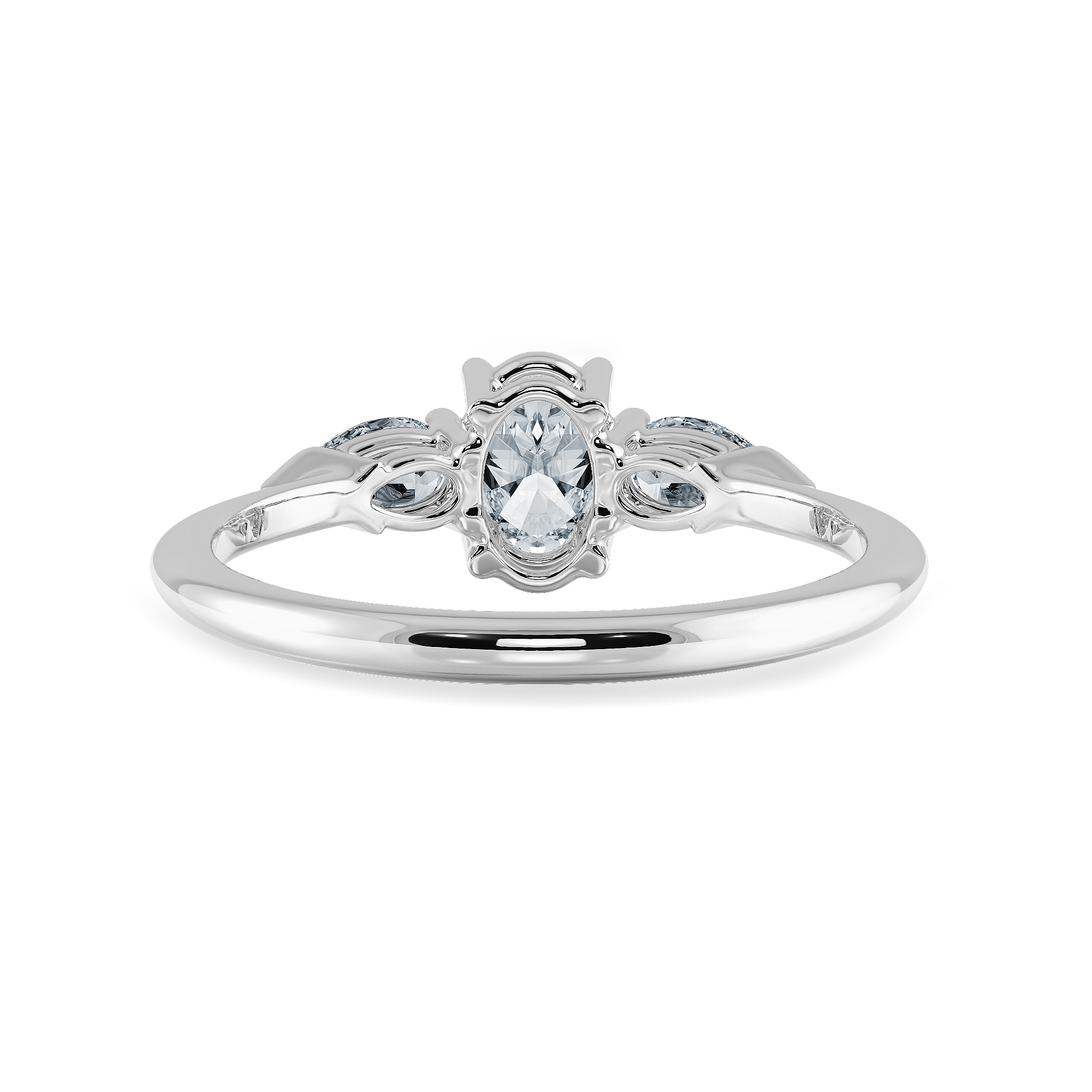 0.50cts Oval Cut Solitaire with Pear Diamond Accents Platinum Ring JL PT 1206-A   Jewelove.US