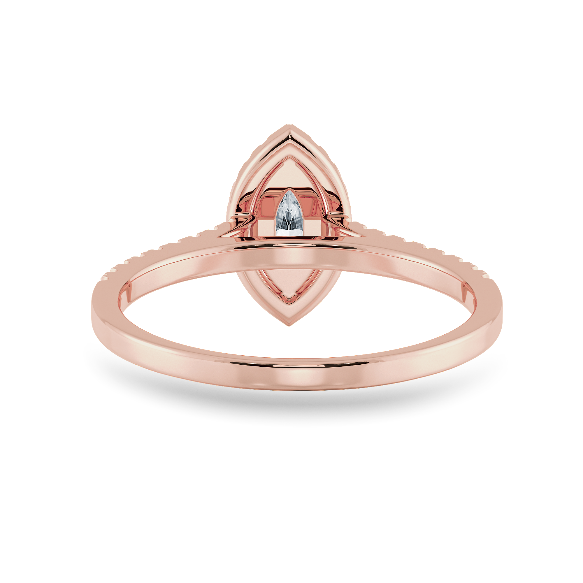 0.70cts. Marquise Cut Solitaire Halo Diamond Shank 18K Rose Gold Ring JL AU 1201R-B   Jewelove.US