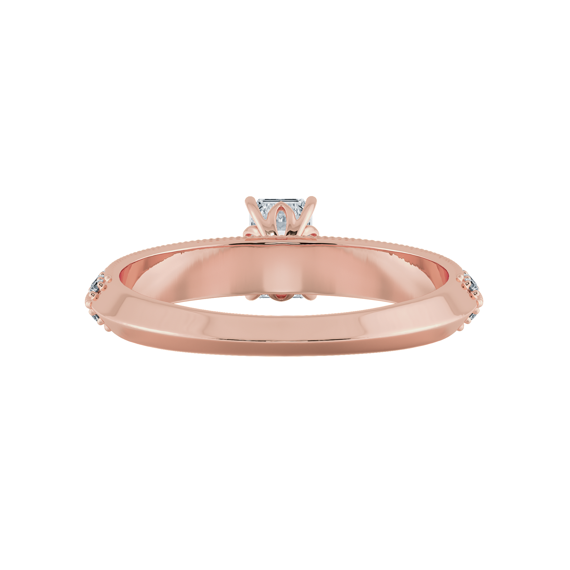 0.50cts. Emerald Cut Solitaire Diamond Split Shank 18K Rose Gold Ring JL AU 1188R-A   Jewelove.US